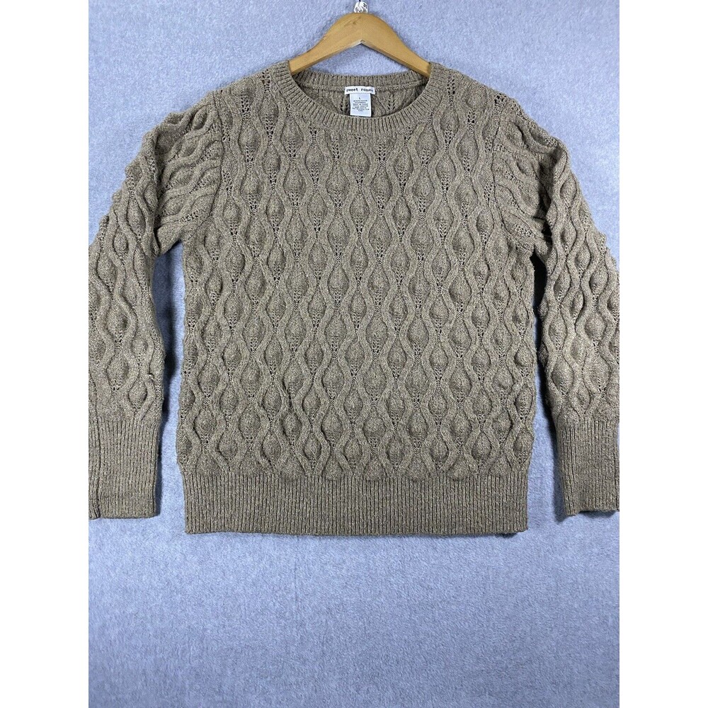 Sweet Romeo Sweater Women's Size Large Light‎ Brown Popcorn Knit Crew Neck